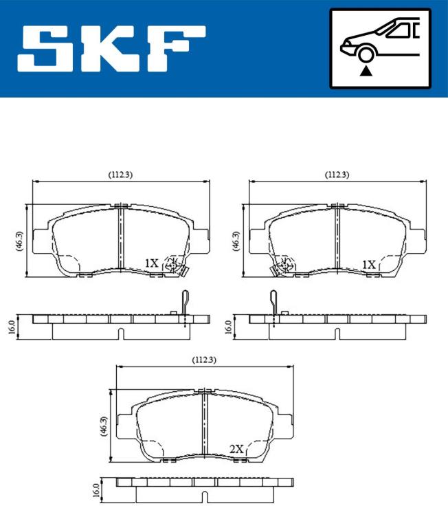 Jeu de 4 plaquettes de frein SKF ref. VKBP 80459 A