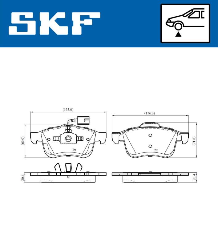Jeu de 4 plaquettes de frein SKF ref. VKBP 80476 E