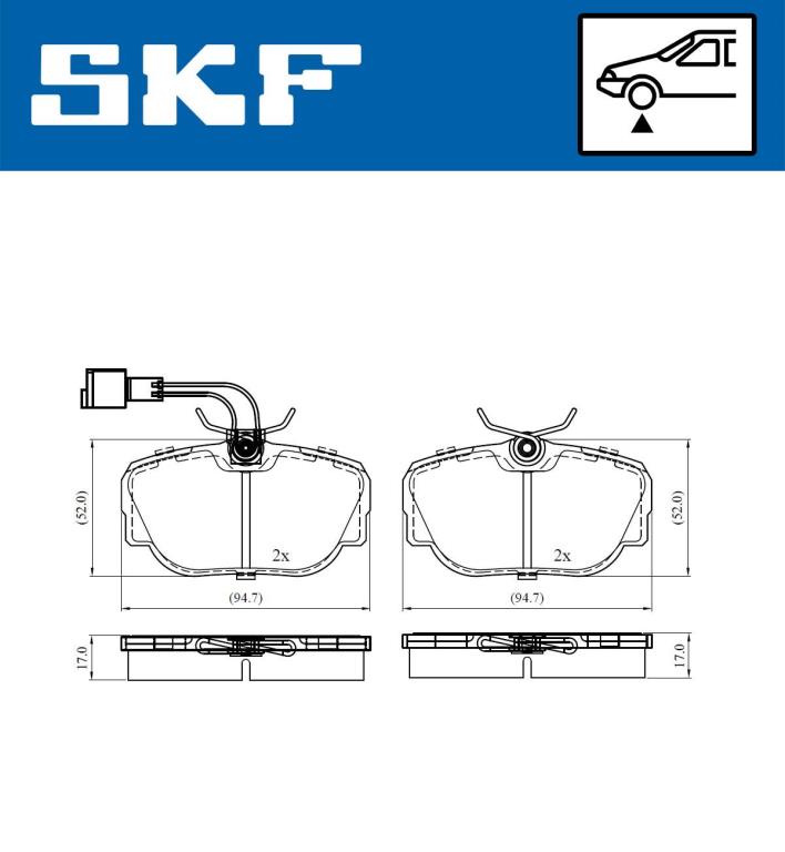 Jeu de 4 plaquettes de frein SKF ref. VKBP 80480 E