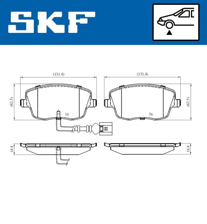 Jeu de 4 plaquettes de frein SKF ref. VKBP 80494 E