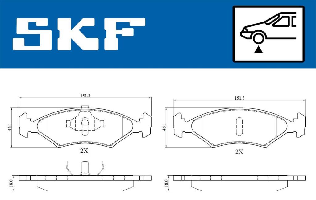 Jogo de 4 pastilhas de travão SKF ref. VKBP 80504