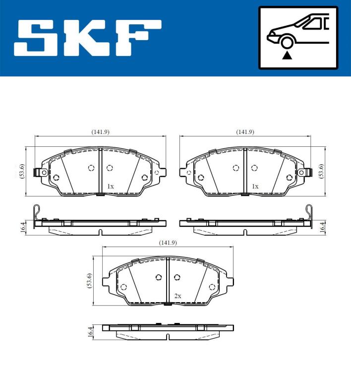 Jeu de 4 plaquettes de frein SKF ref. VKBP 80515 A