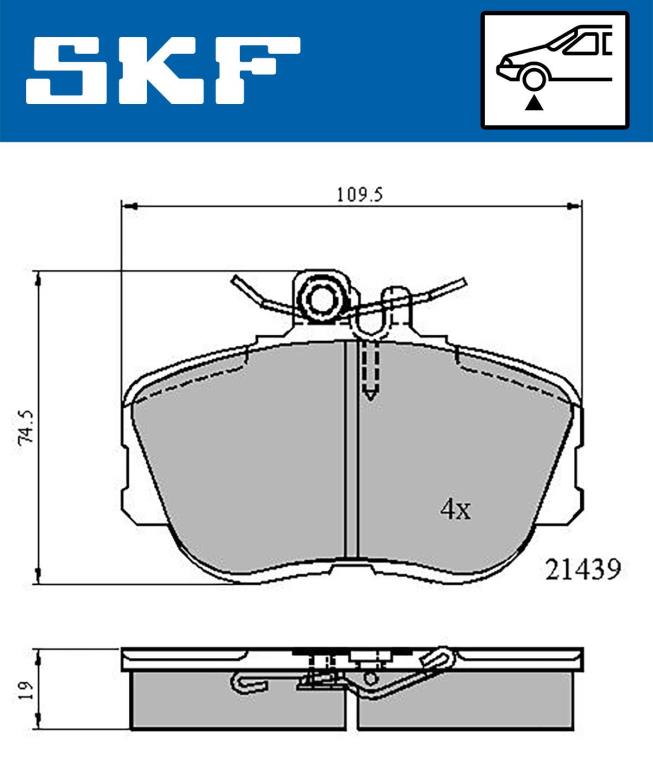 Jogo de 4 pastilhas de travão SKF ref. VKBP 80516