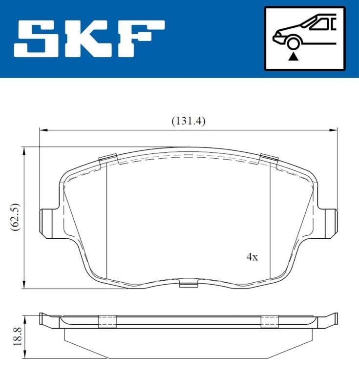 Jogo de 4 pastilhas de travão SKF ref. VKBP 80517
