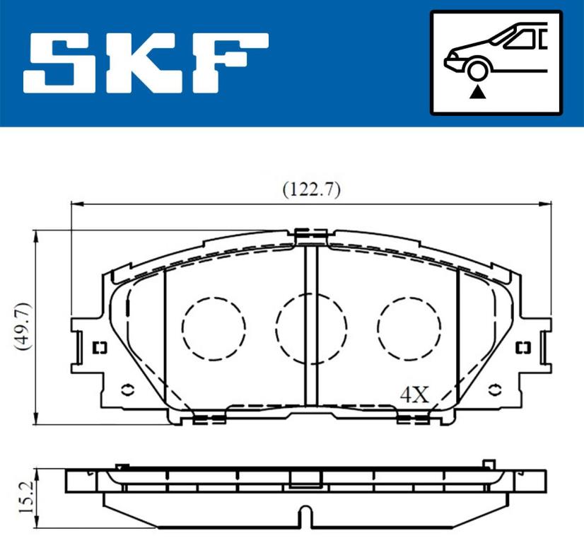Jeu de 4 plaquettes de frein SKF ref. VKBP 80529
