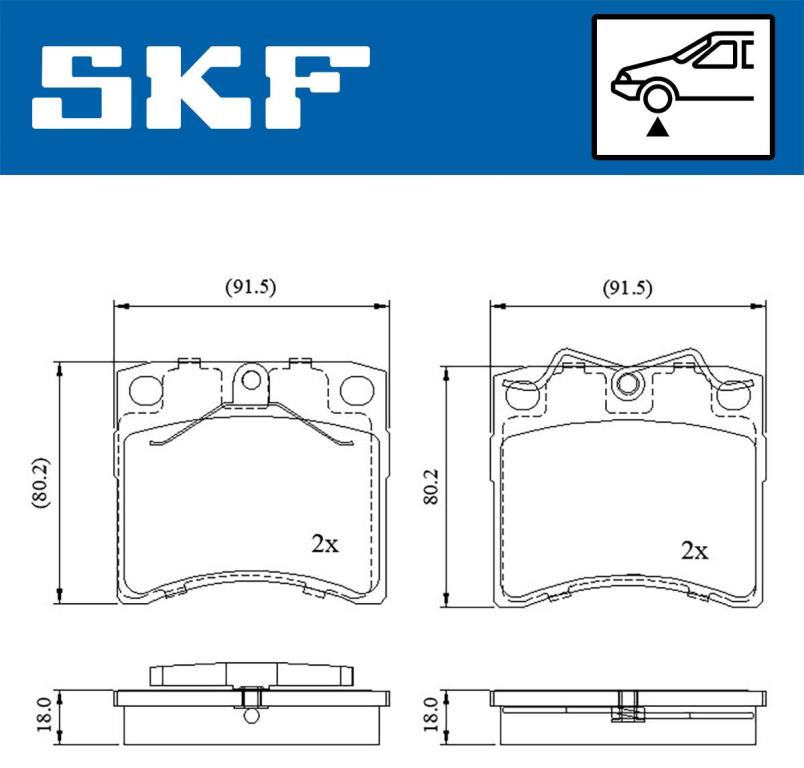 Jogo de 4 pastilhas de travão SKF ref. VKBP 80536