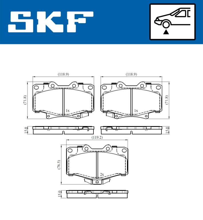 Jogo de 4 pastilhas de travão SKF ref. VKBP 80537 A