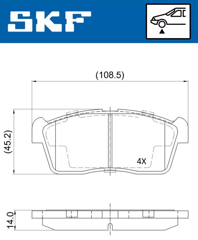 Jogo de 4 pastilhas de travão SKF ref. VKBP 80542