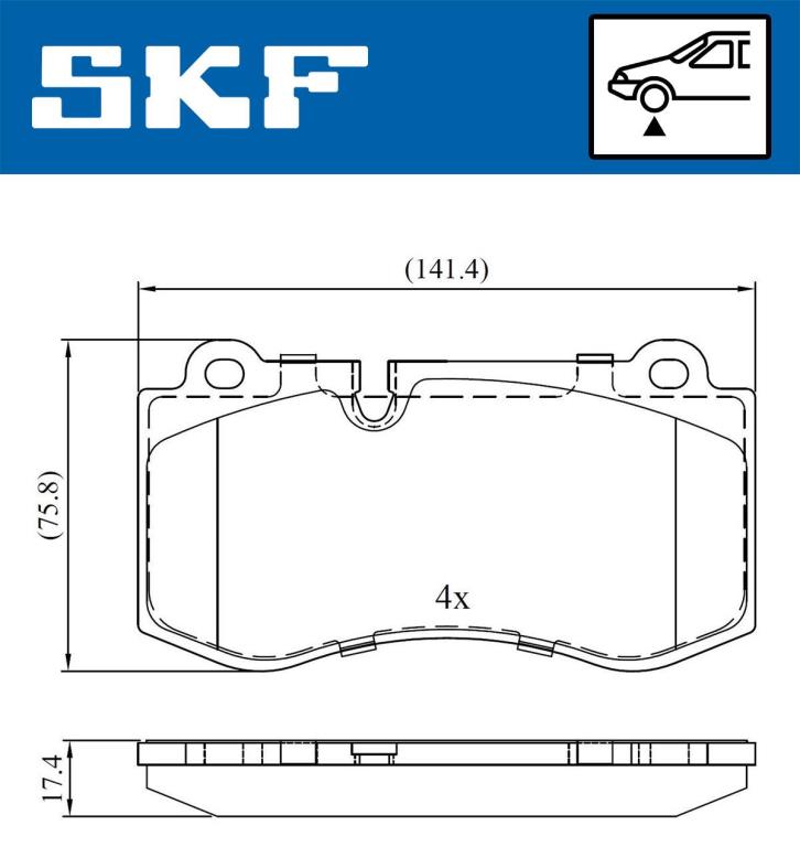 Jogo de 4 pastilhas de travão SKF ref. VKBP 80549