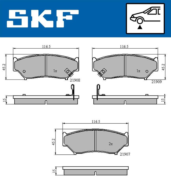 Jogo de 4 pastilhas de travão SKF ref. VKBP 80572 A