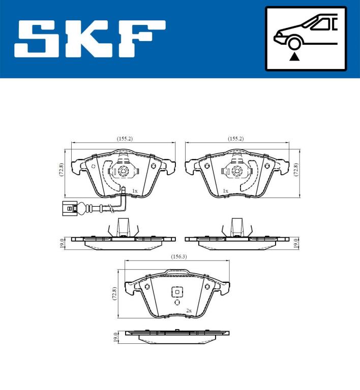 Jeu de 4 plaquettes de frein SKF ref. VKBP 80586 E