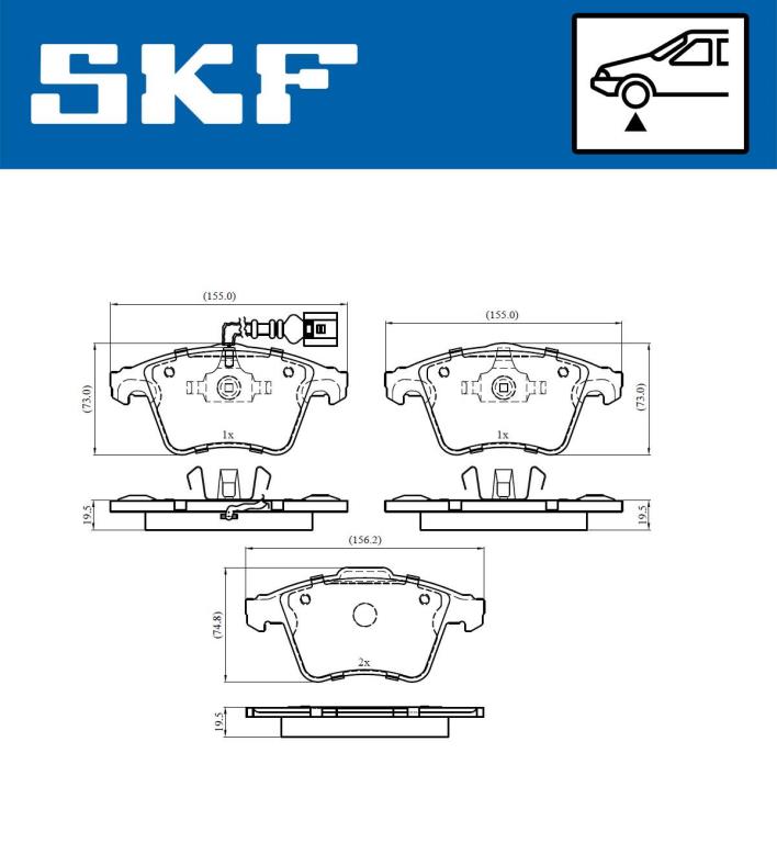 Jeu de 4 plaquettes de frein SKF ref. VKBP 80589 E
