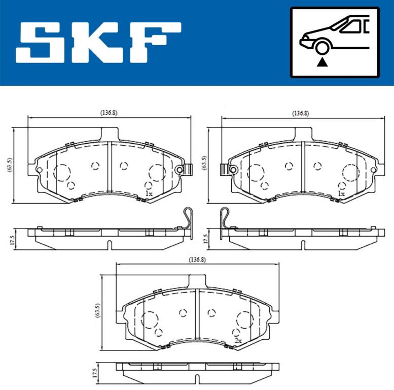 Jogo de 4 pastilhas de travão SKF ref. VKBP 80591 A