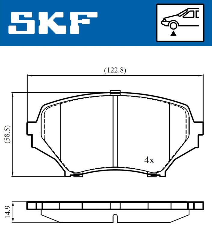 Jeu de 4 plaquettes de frein SKF ref. VKBP 80592 A
