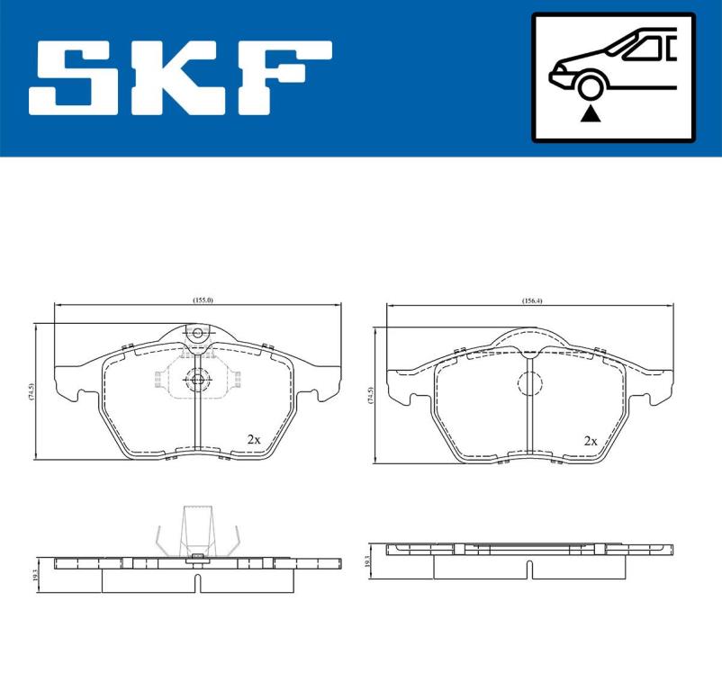 Jogo de 4 pastilhas de travão SKF ref. VKBP 80593