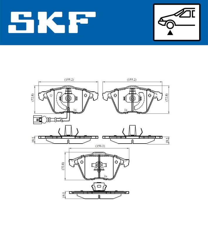 Jeu de 4 plaquettes de frein SKF ref. VKBP 80594 E