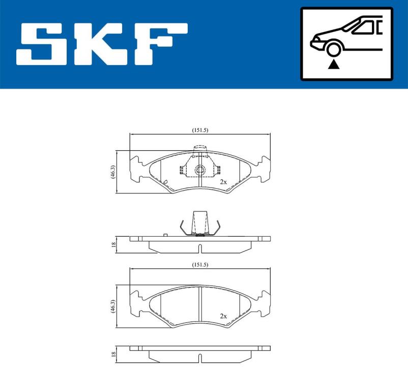 Jogo de 4 pastilhas de travão SKF ref. VKBP 80602