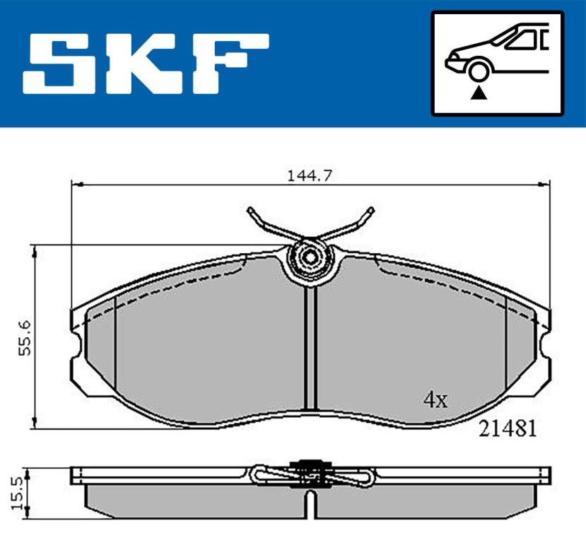 Jeu de 4 plaquettes de frein SKF ref. VKBP 80603