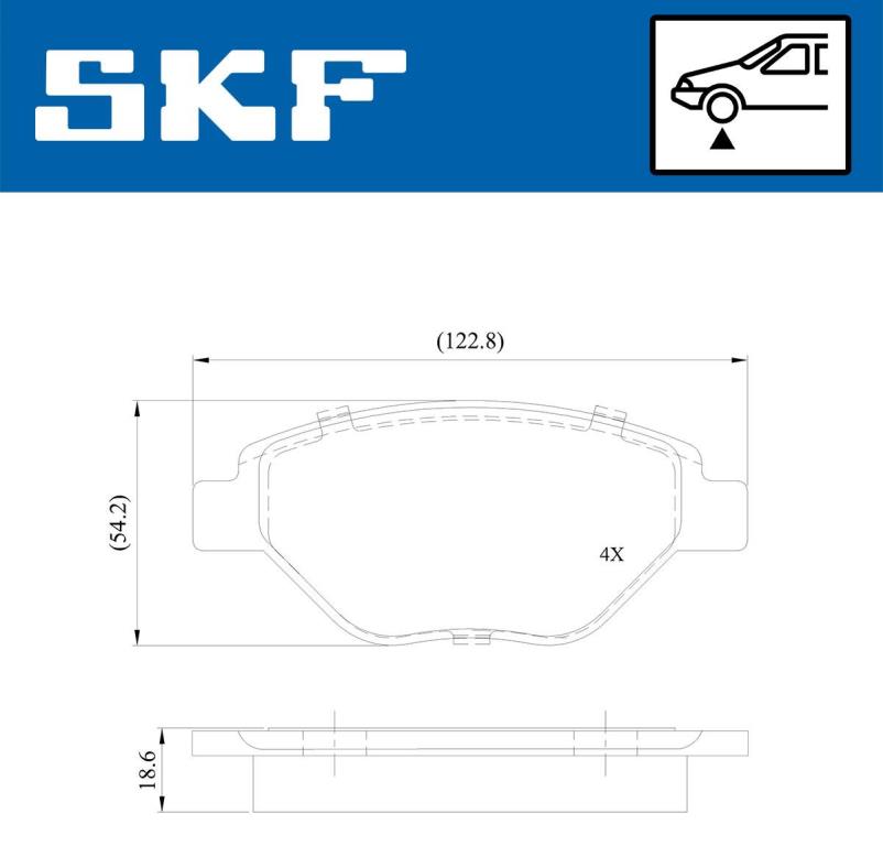 Jogo de 4 pastilhas de travão SKF ref. VKBP 80608