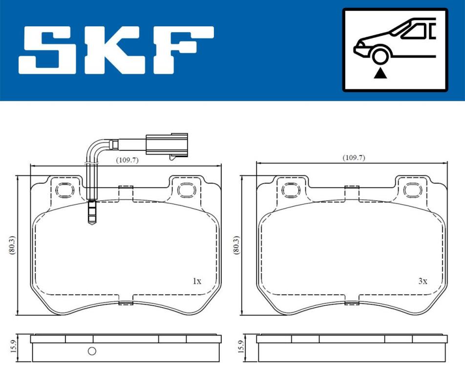 Jeu de 4 plaquettes de frein SKF VKBP 80610 E
