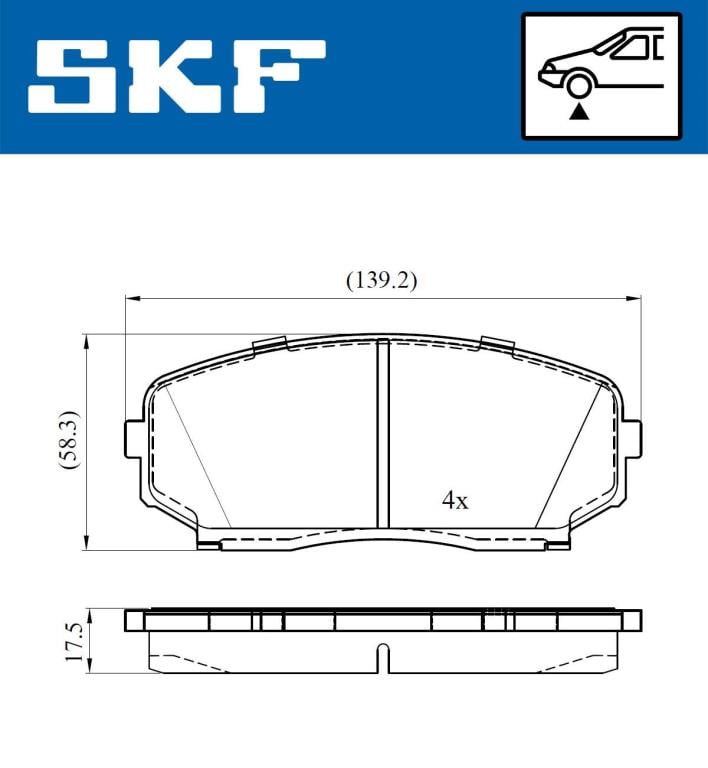 Jogo de 4 pastilhas de travão SKF ref. VKBP 80612 A