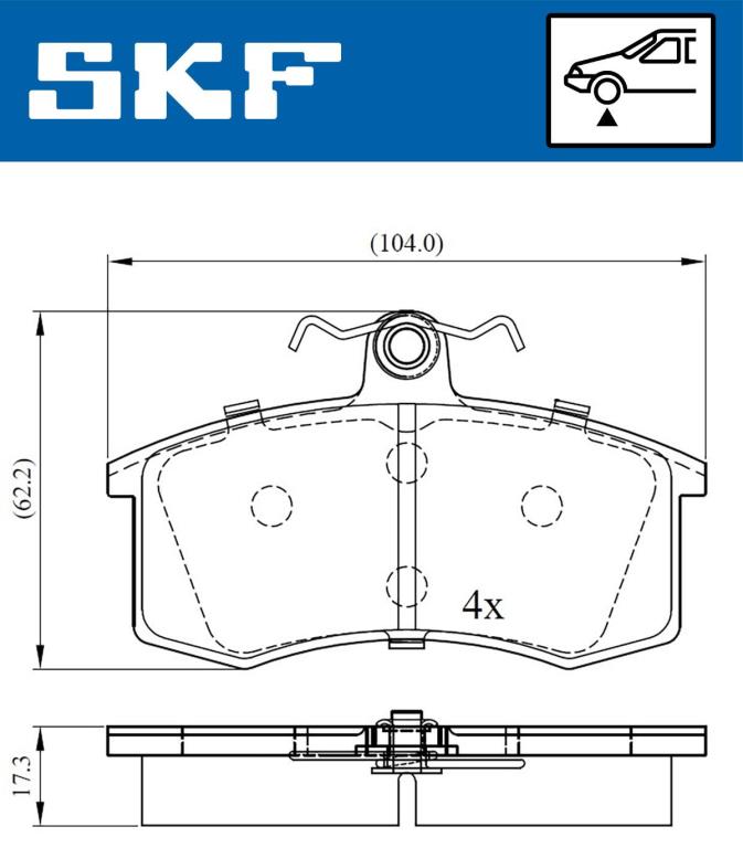 Jeu de 4 plaquettes de frein SKF VKBP 80626
