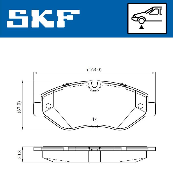 Jeu de 4 plaquettes de frein SKF ref. VKBP 80633 E