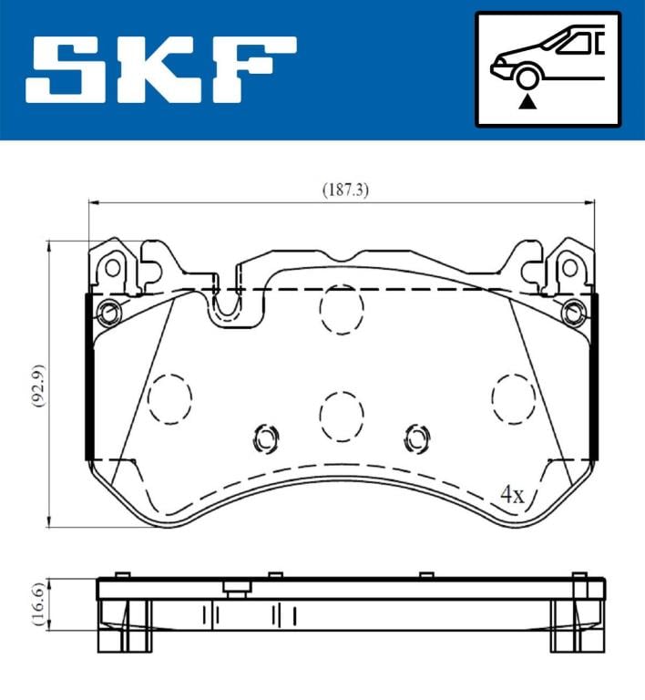 Jeu de 4 plaquettes de frein SKF ref. VKBP 80643 E