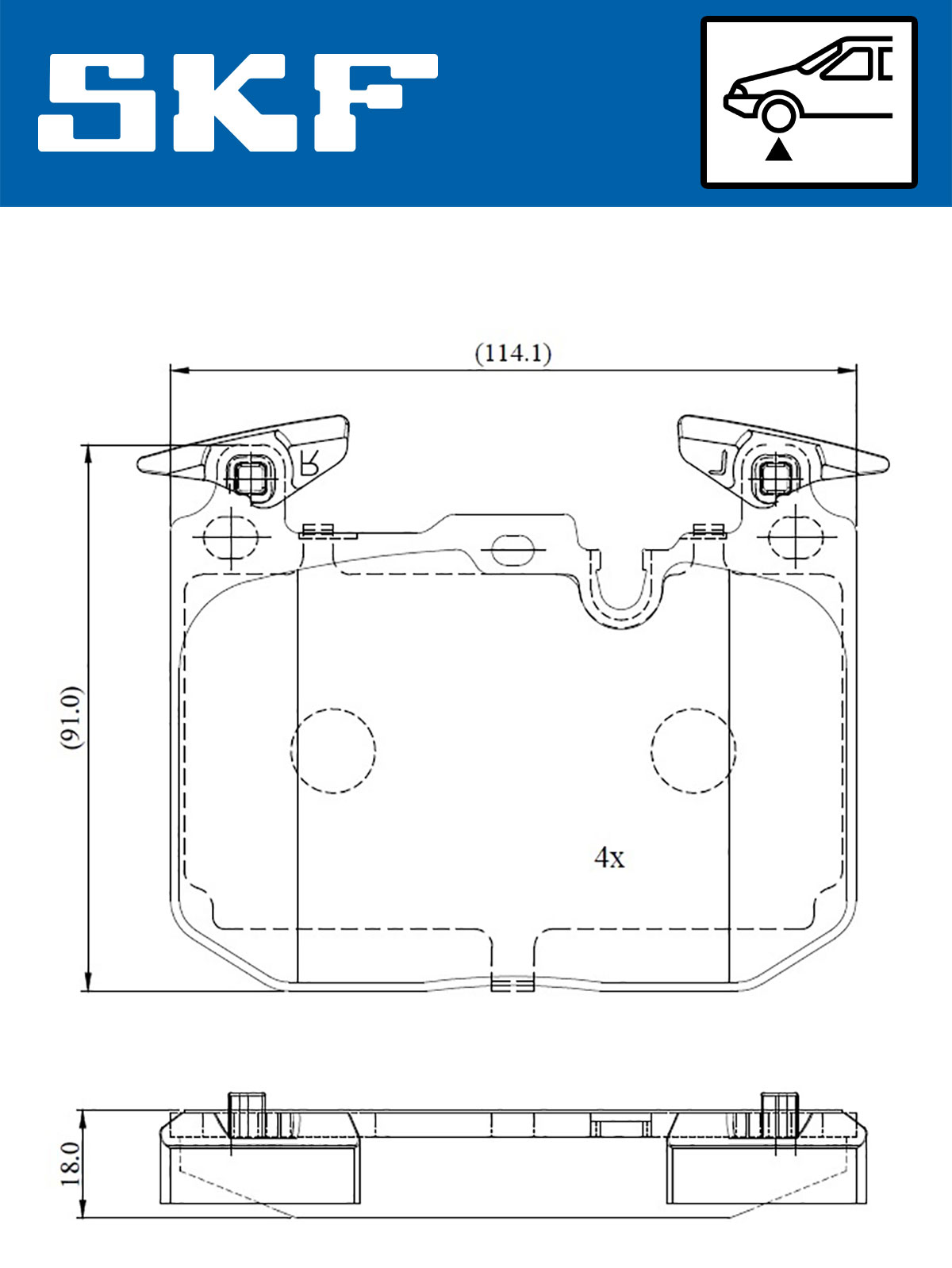 Jeu de 4 plaquettes de frein SKF VKBP 81298