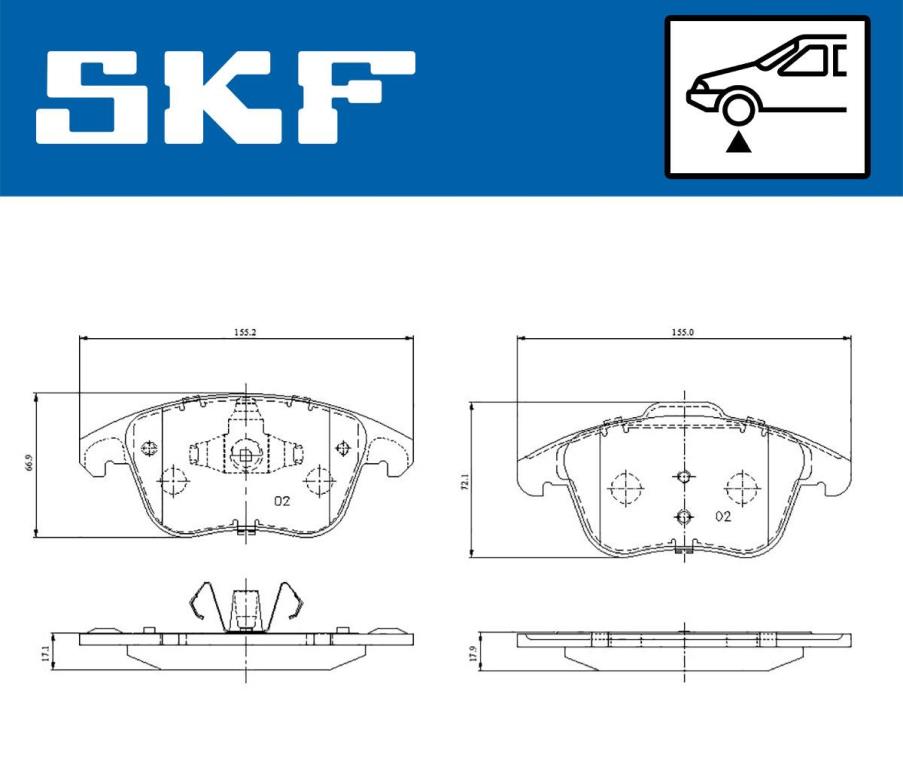 Jeu de 4 plaquettes de frein SKF ref. VKBP 81301