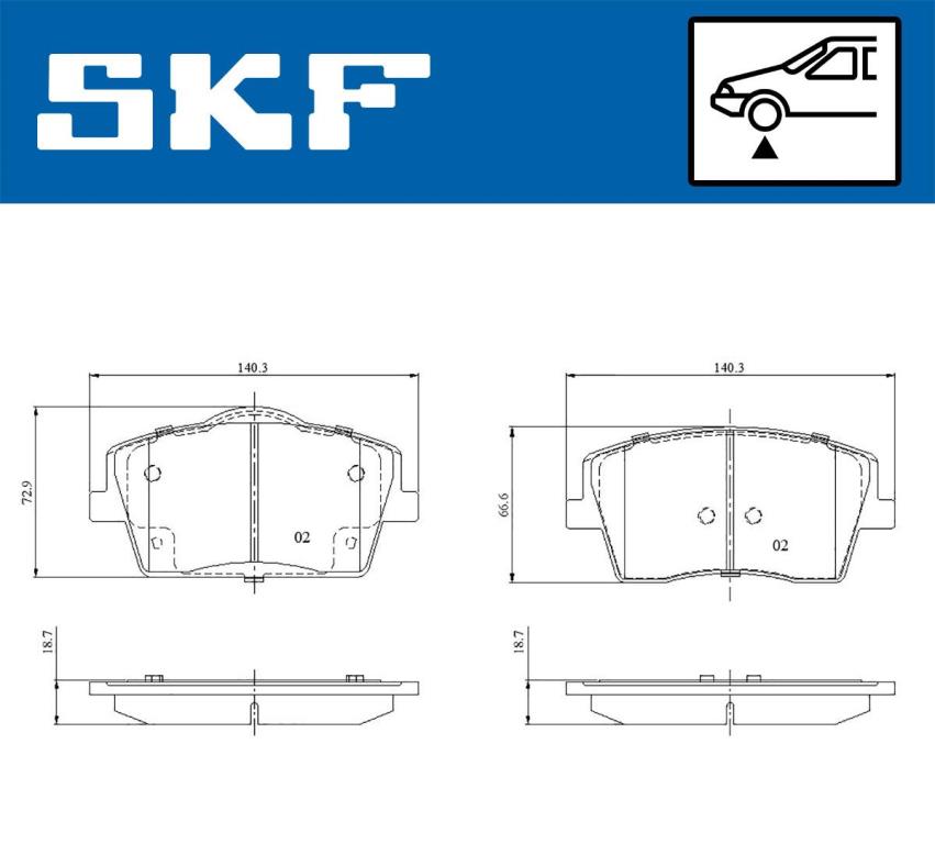 Jeu de 4 plaquettes de frein SKF ref. VKBP 81315