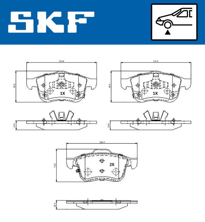 Jogo de 4 pastilhas de travão SKF ref. VKBP 81323 A
