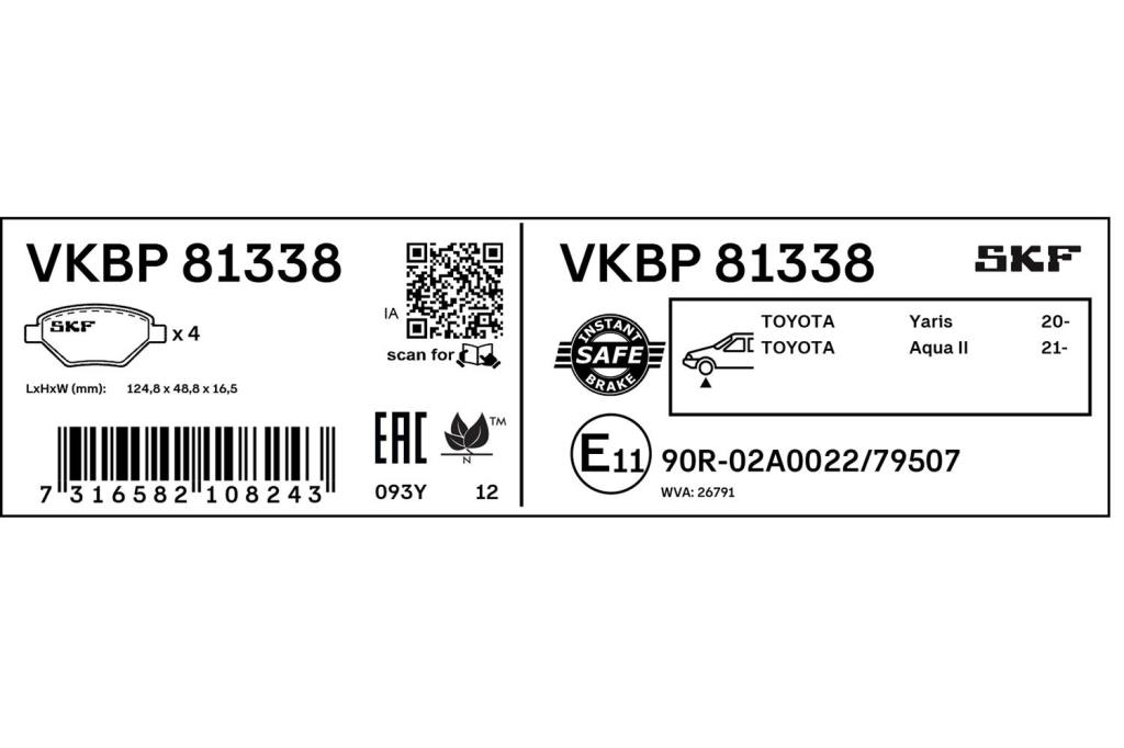 Jogo de 4 pastilhas de travão SKF ref. VKBP 81338