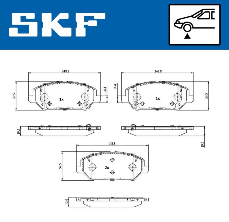 Jeu de 4 plaquettes de frein SKF ref. VKBP 81364 A