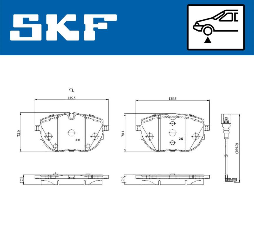 Jeu de 4 plaquettes de frein SKF ref. VKBP 81367 E