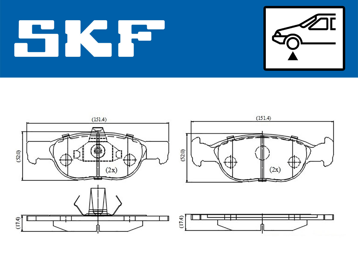 Jogo de 4 pastilhas de travão SKF VKBP 81385