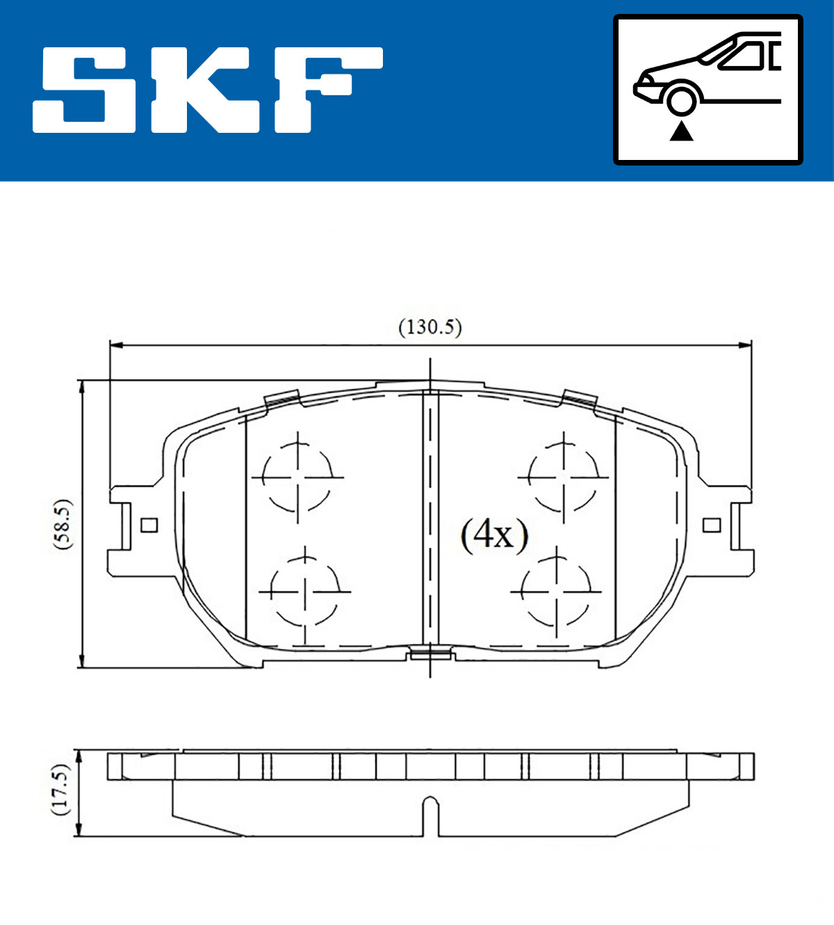 Jeu de 4 plaquettes de frein SKF VKBP 81387