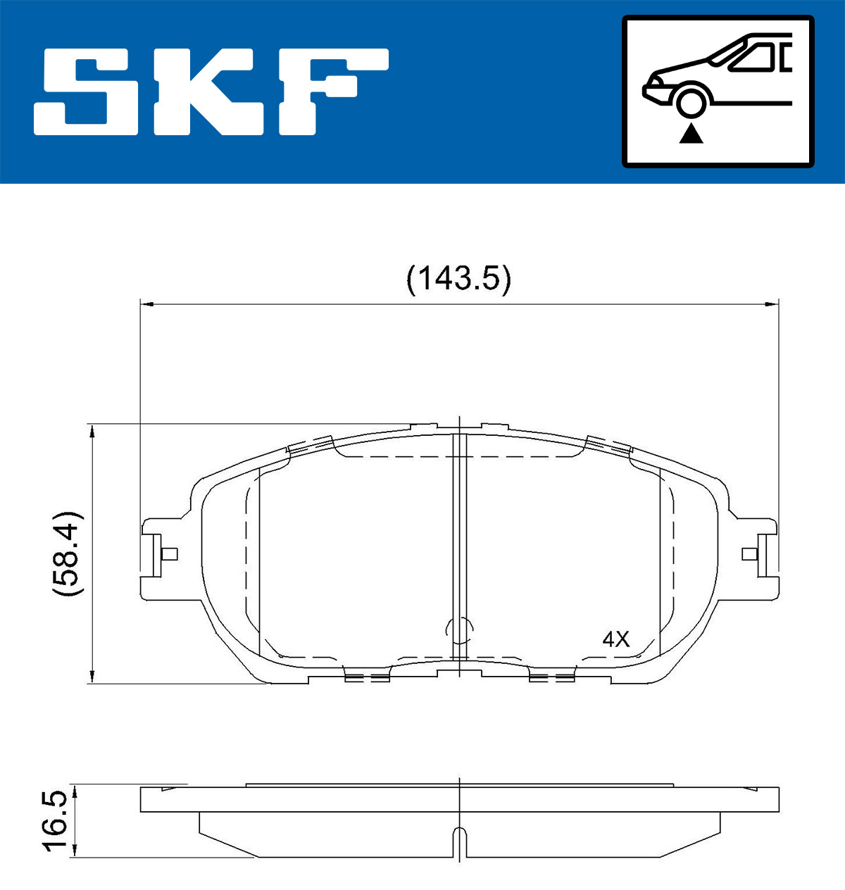 Jeu de 4 plaquettes de frein SKF VKBP 81388