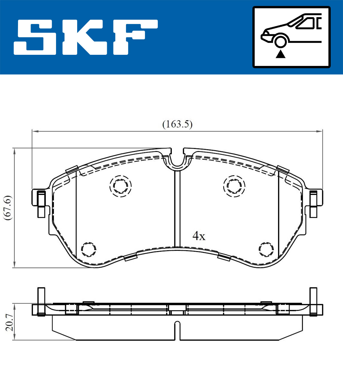 Jogo de 4 pastilhas de travão SKF VKBP 81393