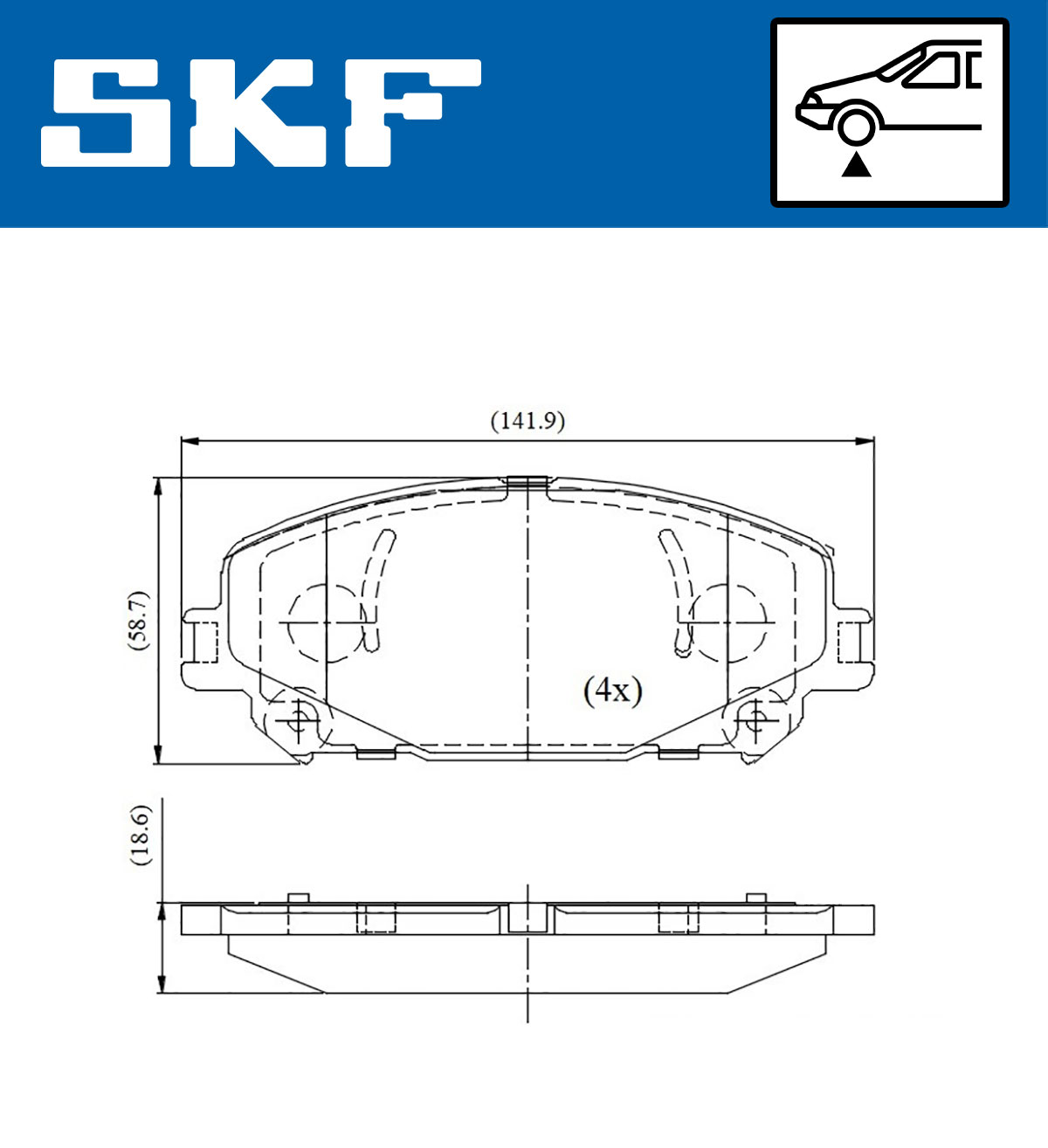 Jogo de 4 pastilhas de travão SKF VKBP 81408