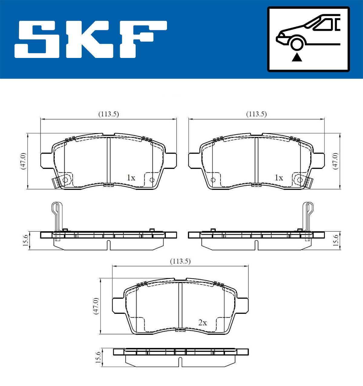 Jeu de 4 plaquettes de frein SKF VKBP 81429 A