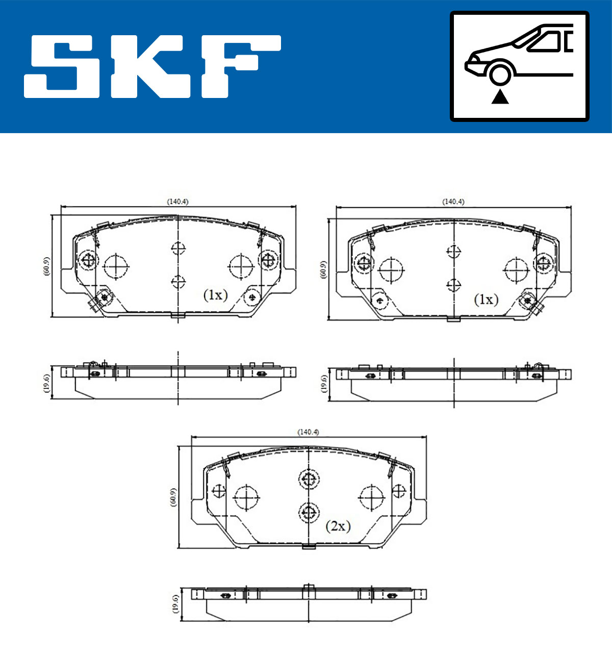 Jogo de 4 pastilhas de travão SKF VKBP 81430 A