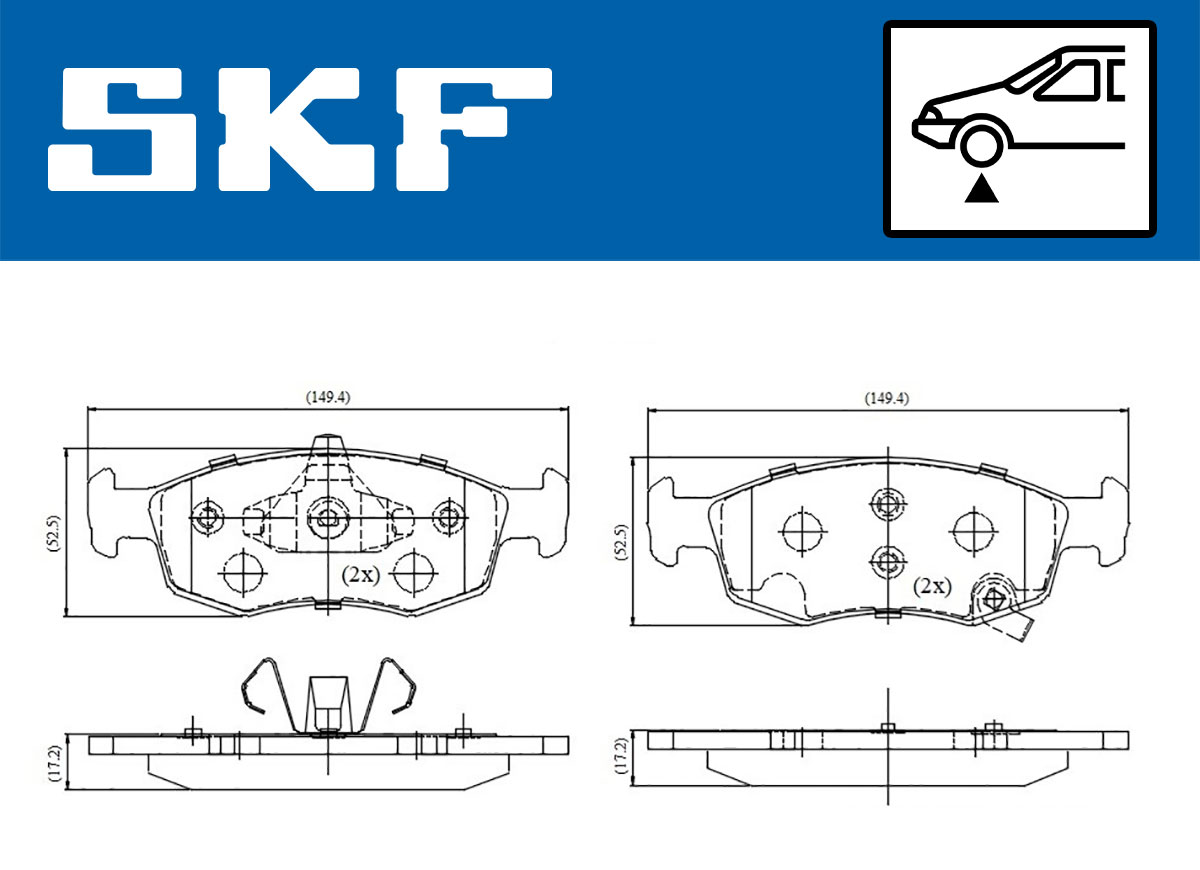 Jeu de 4 plaquettes de frein SKF VKBP 81433 A
