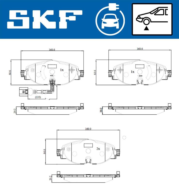 Jogo de 4 pastilhas de travão SKF ref. VKBP 85007 EV