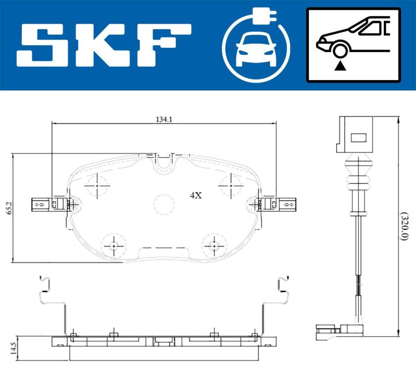 Jeu de 4 plaquettes de frein SKF ref. VKBP 85011 EV
