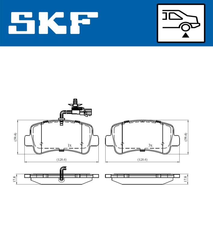 Jeu de 4 plaquettes de frein SKF ref. VKBP 90010 E