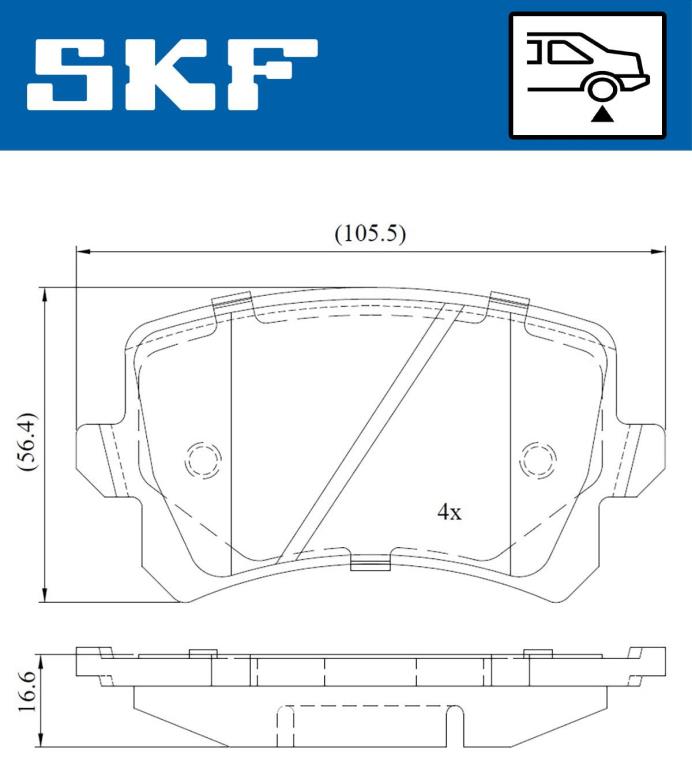Jeu de 4 plaquettes de frein SKF ref. VKBP 90023