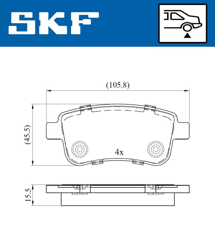 Jogo de 4 pastilhas de travão SKF ref. VKBP 90058