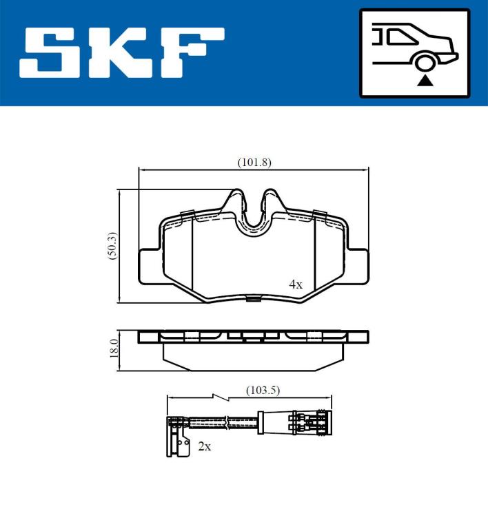 Jeu de 4 plaquettes de frein SKF ref. VKBP 90060 E