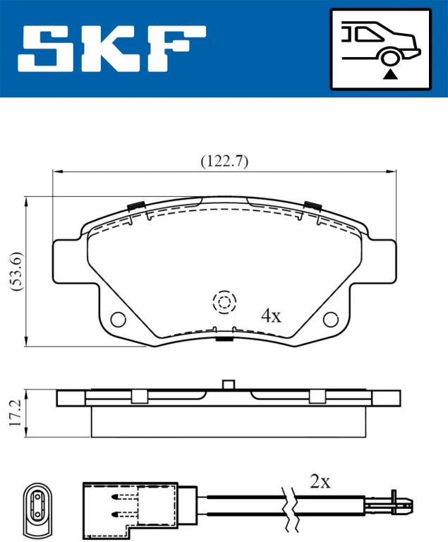 Jeu de 4 plaquettes de frein SKF ref. VKBP 90077 E